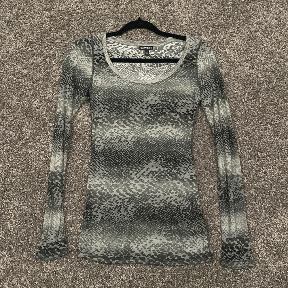 Express snakeskin pattern long sleeve top